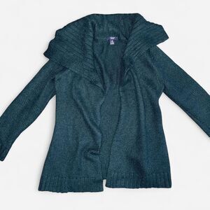 Chaps Emerald Green Shawl Collar Knit Cardigan Sweater